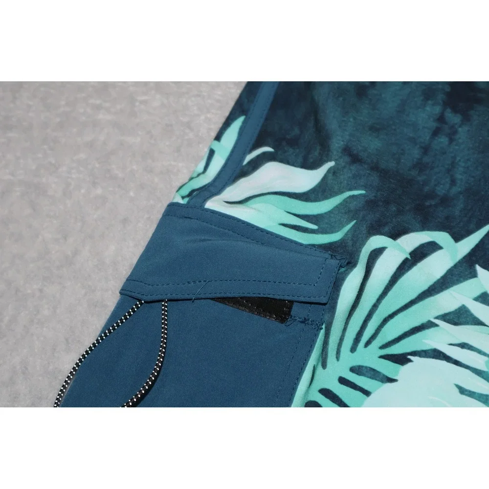 Quiksilver Board Shorts Mens 36 Blue Tropical Highline 4-Way Stretch Swimming